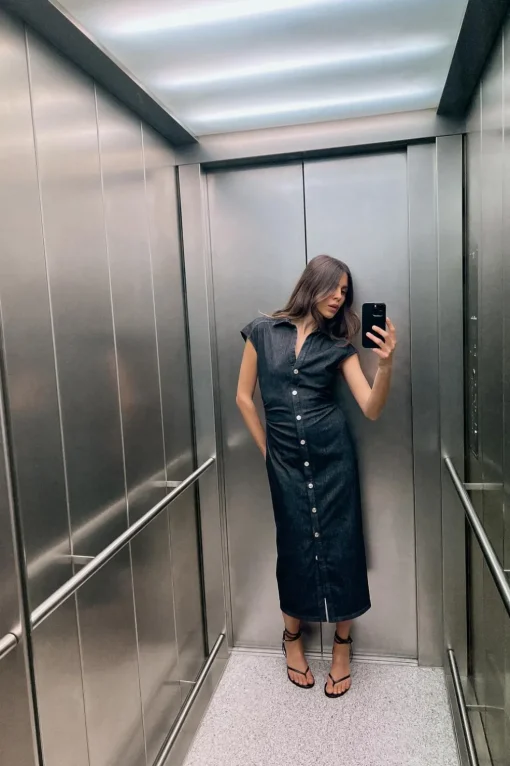 VESTIDO CAMISERO ENTALLADO MIDI