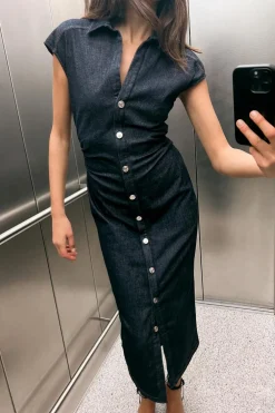 VESTIDO CAMISERO ENTALLADO MIDI