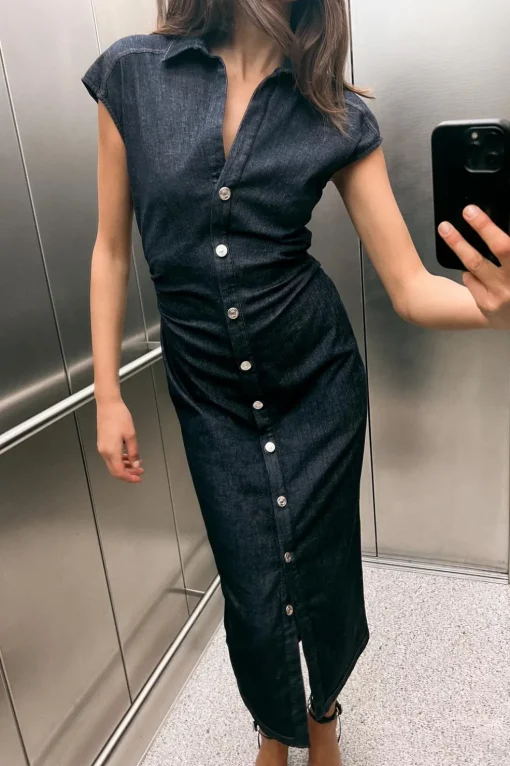 VESTIDO CAMISERO ENTALLADO MIDI
