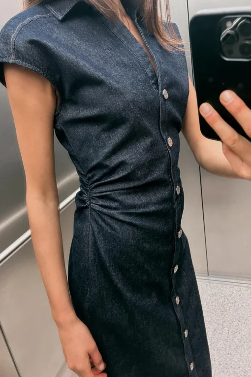 VESTIDO CAMISERO ENTALLADO MIDI