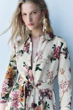 VESTIDO CAMISERO LINO 100% ZW COLLECTION