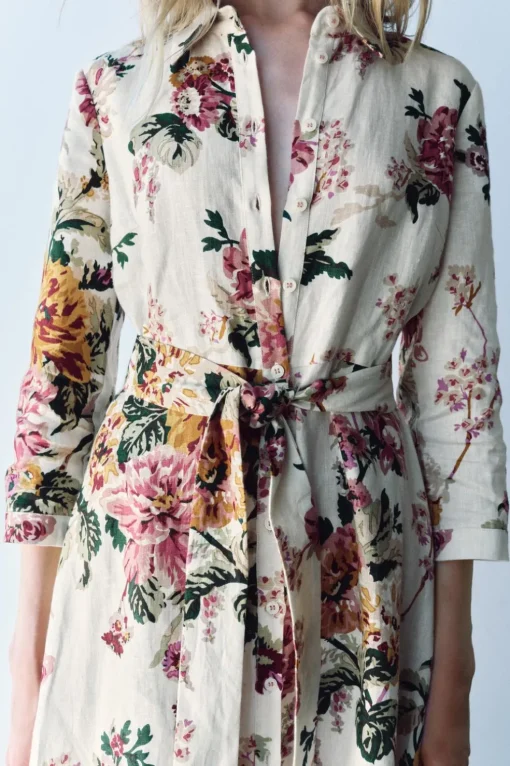 VESTIDO CAMISERO LINO 100% ZW COLLECTION