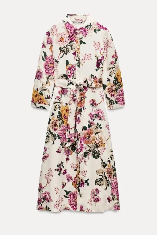 VESTIDO CAMISERO LINO 100% ZW COLLECTION