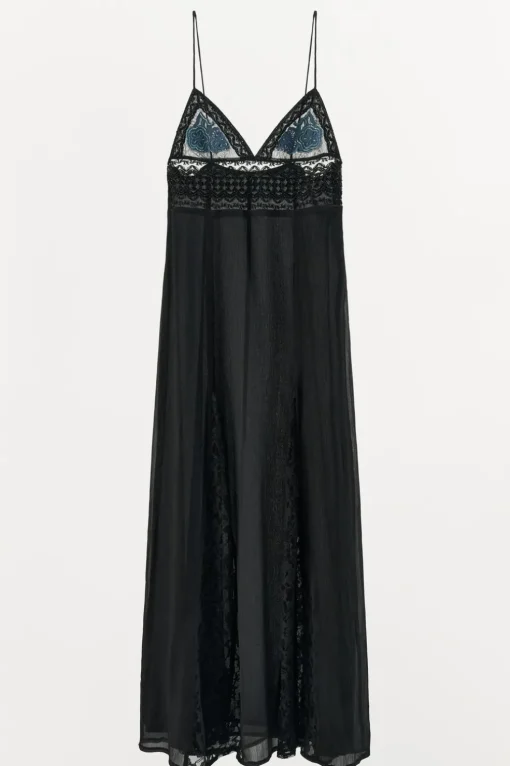VESTIDO COMBINADO BORDADO ABALORIOS