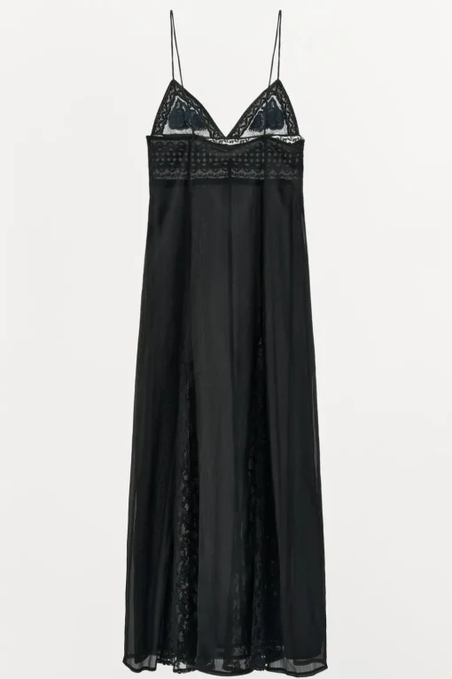 VESTIDO COMBINADO BORDADO ABALORIOS