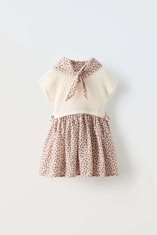 VESTIDO COMBINADO CON BANDANA ANIMAL PRINT