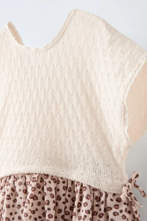VESTIDO COMBINADO CON BANDANA ANIMAL PRINT