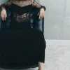 VESTIDO COMBINADO ENCAJE ABALORIOS