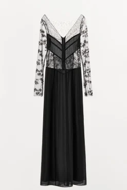VESTIDO COMBINADO ENCAJE ABALORIOS