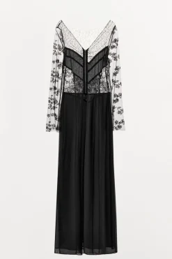 VESTIDO COMBINADO ENCAJE ABALORIOS