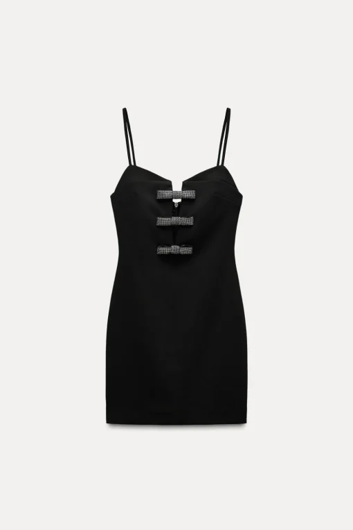 VESTIDO CORTO LAZOS BRILLOS