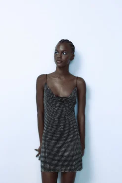 VESTIDO CORTO TUL BRILLOS