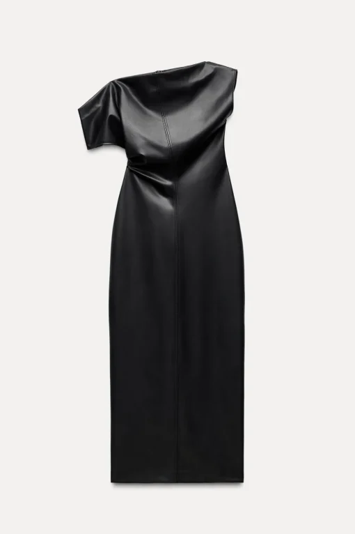 VESTIDO DRAPEADO EFECTO PIEL ZW COLLECTION