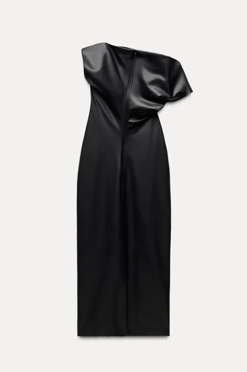 VESTIDO DRAPEADO EFECTO PIEL ZW COLLECTION
