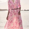 VESTIDO ESTAMPADO VOLANTES CINTURÓN