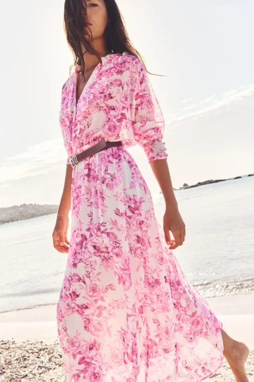 VESTIDO ESTAMPADO VOLANTES CINTURÓN