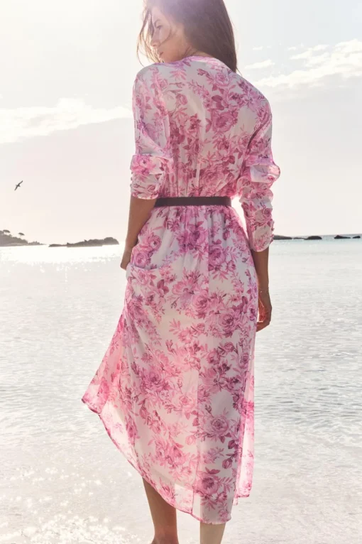 VESTIDO ESTAMPADO VOLANTES CINTURÓN