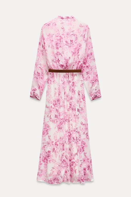 VESTIDO ESTAMPADO VOLANTES CINTURÓN