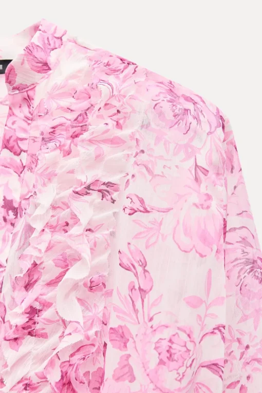 VESTIDO ESTAMPADO VOLANTES CINTURÓN
