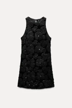 VESTIDO ESTRUCTURA FLOR LENTEJUELAS