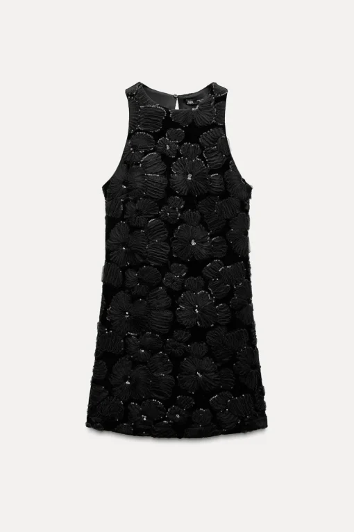 VESTIDO ESTRUCTURA FLOR LENTEJUELAS
