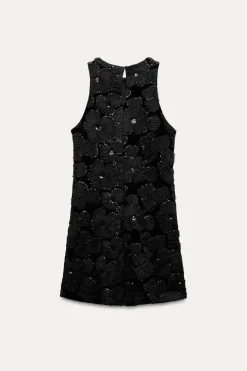 VESTIDO ESTRUCTURA FLOR LENTEJUELAS