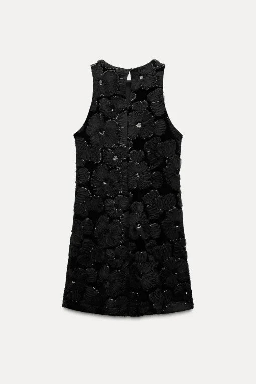 VESTIDO ESTRUCTURA FLOR LENTEJUELAS