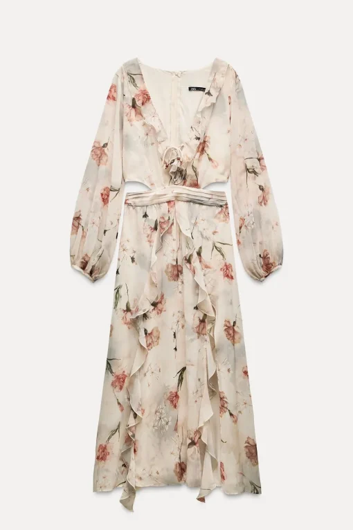 VESTIDO FLORES VOLANTES CUT OUT