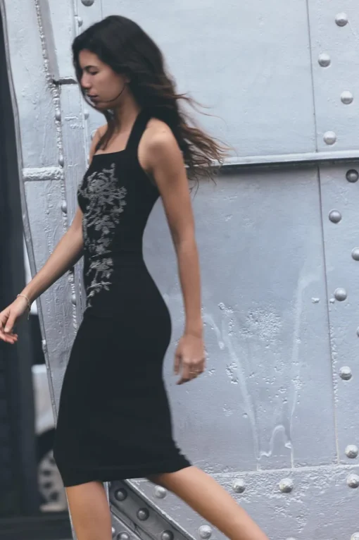 VESTIDO HALTER BRILLOS PUNTO STRETCH