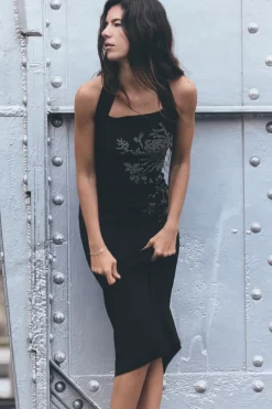 VESTIDO HALTER BRILLOS PUNTO STRETCH