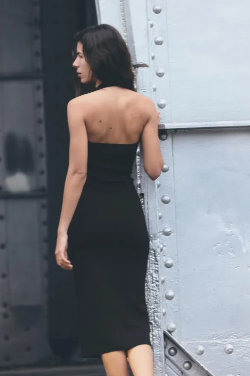 VESTIDO HALTER BRILLOS PUNTO STRETCH