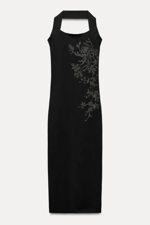 VESTIDO HALTER BRILLOS PUNTO STRETCH