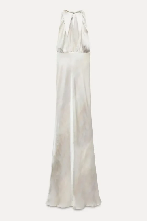 VESTIDO LARGO HALTER SATINADO