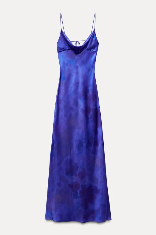 VESTIDO LARGO SATINADO ESTAMPADO