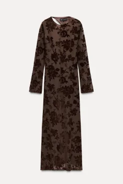 VESTIDO LARGO TUL FLOCADO
