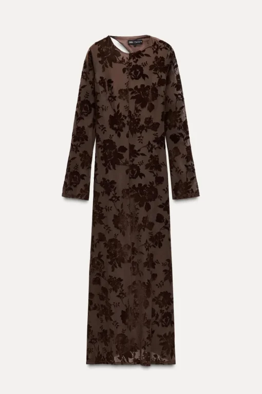 VESTIDO LARGO TUL FLOCADO