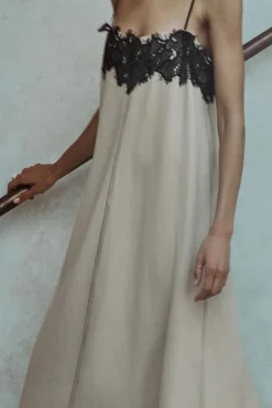 VESTIDO MEZCLA LINO PUNTILLA ZW COLLECTION