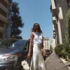 VESTIDO MIDI COMBINADO SATINADO