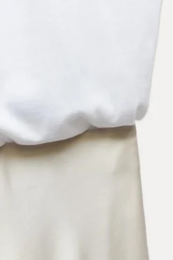 VESTIDO MIDI COMBINADO SATINADO