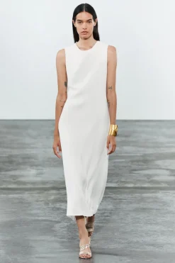 VESTIDO MIDI CON LINO ZW COLLECTION