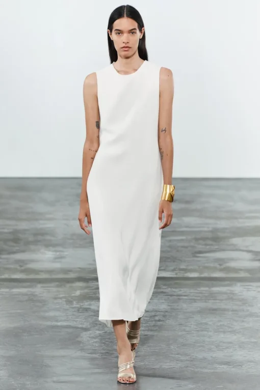 VESTIDO MIDI CON LINO ZW COLLECTION