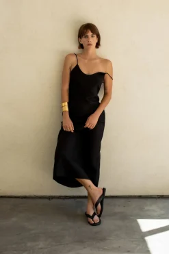VESTIDO MIDI CON LINO ZW COLLECTION