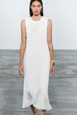 VESTIDO MIDI CON LINO ZW COLLECTION