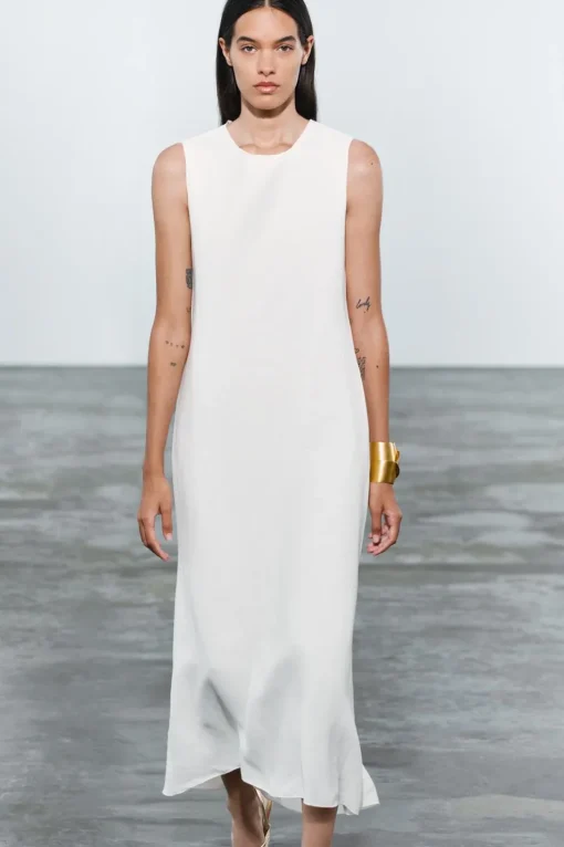 VESTIDO MIDI CON LINO ZW COLLECTION