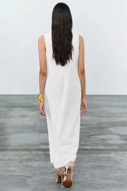 VESTIDO MIDI CON LINO ZW COLLECTION