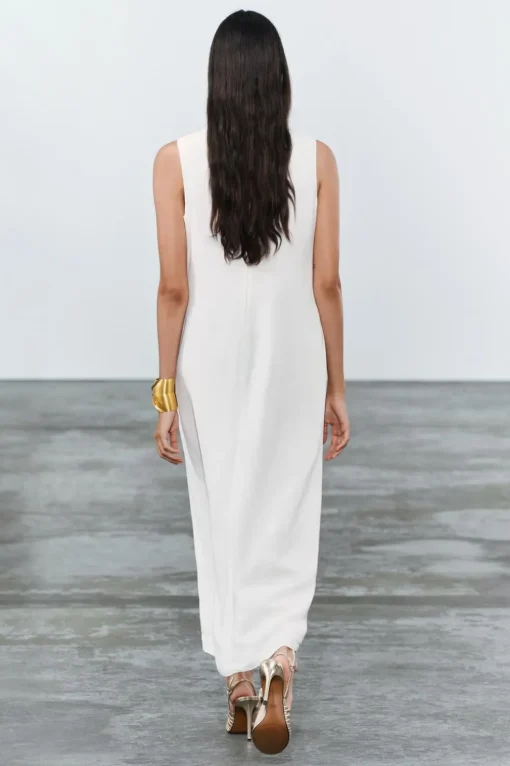 VESTIDO MIDI CON LINO ZW COLLECTION