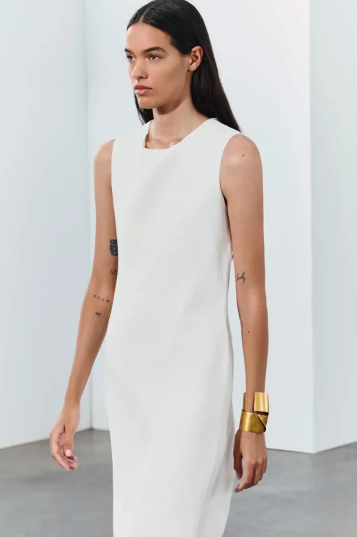 VESTIDO MIDI CON LINO ZW COLLECTION