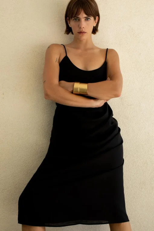 VESTIDO MIDI CON LINO ZW COLLECTION
