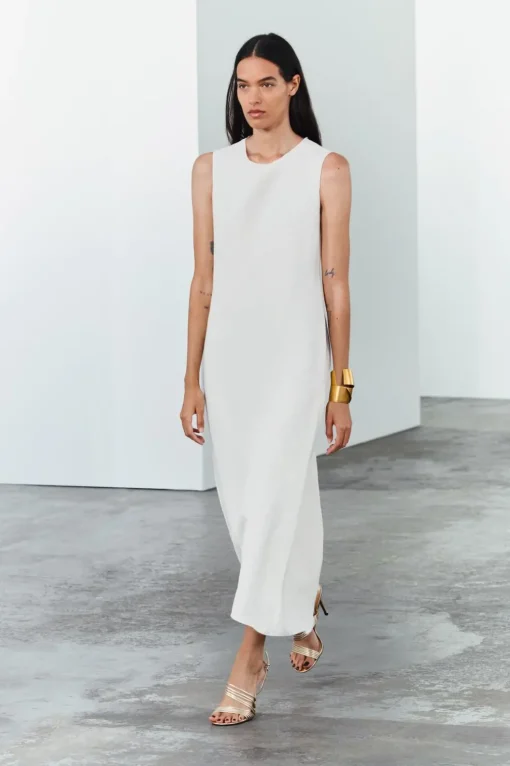 VESTIDO MIDI CON LINO ZW COLLECTION