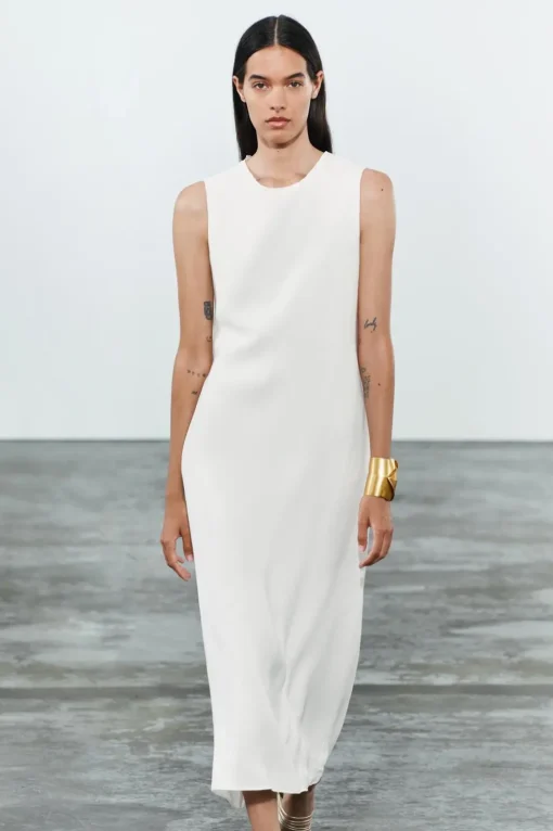 VESTIDO MIDI CON LINO ZW COLLECTION